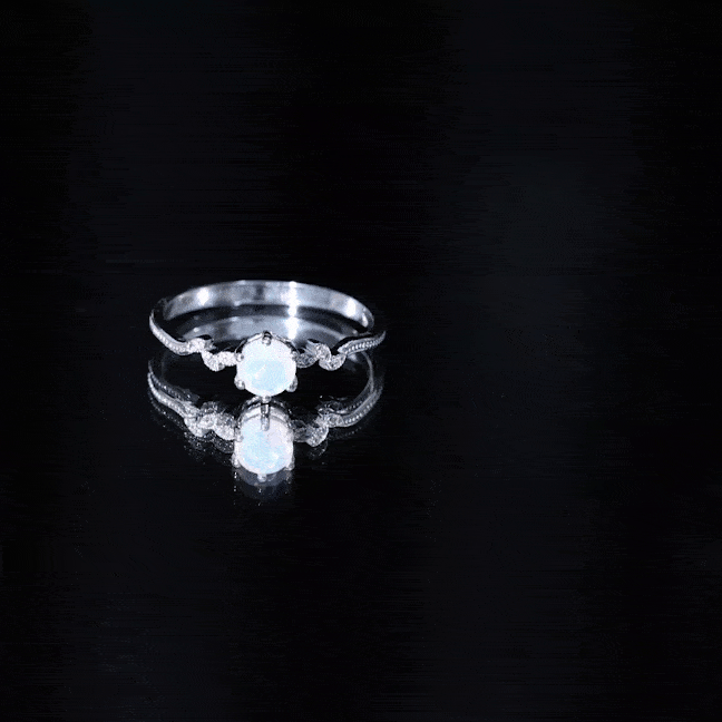 Nature Inspired Ethiopian Opal Promise Ring with Diamond