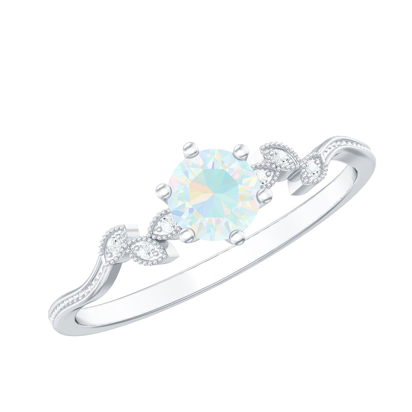 Nature Inspired Ethiopian Opal Promise Ring with Diamond