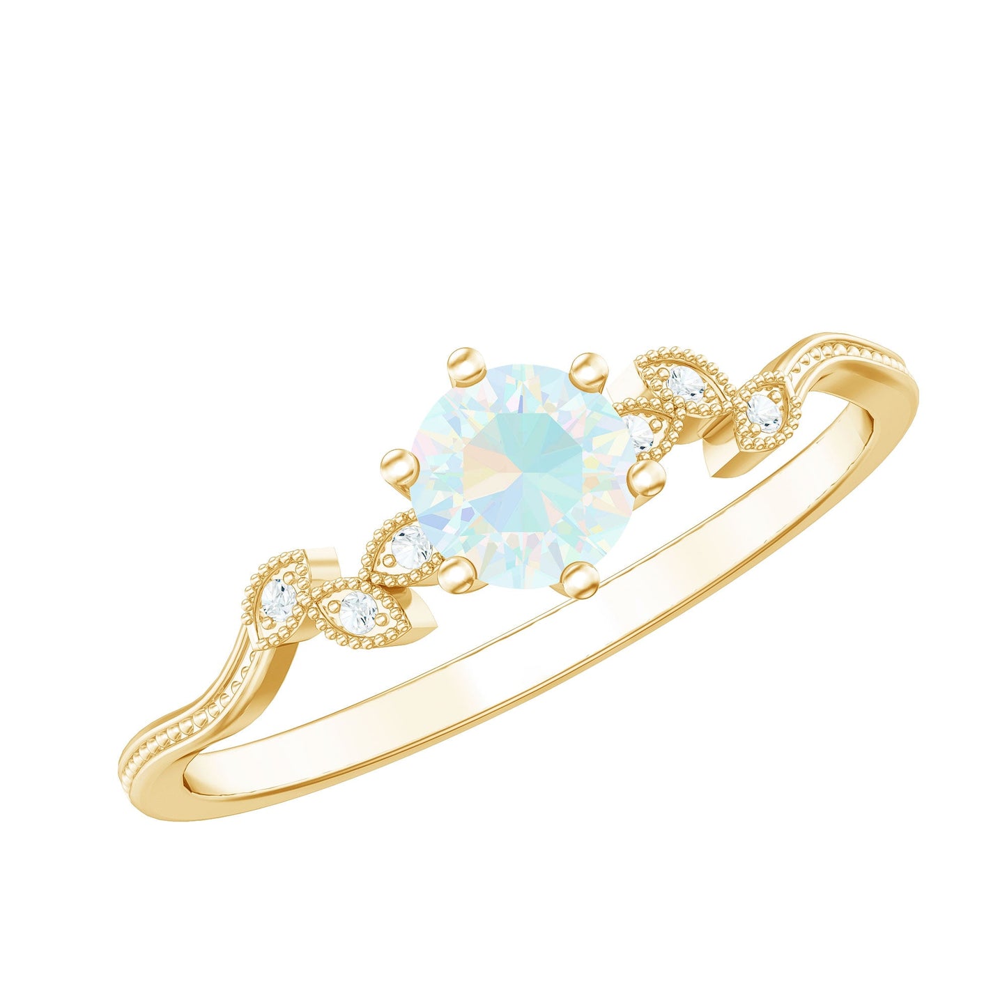 Nature Inspired Ethiopian Opal Promise Ring with Diamond