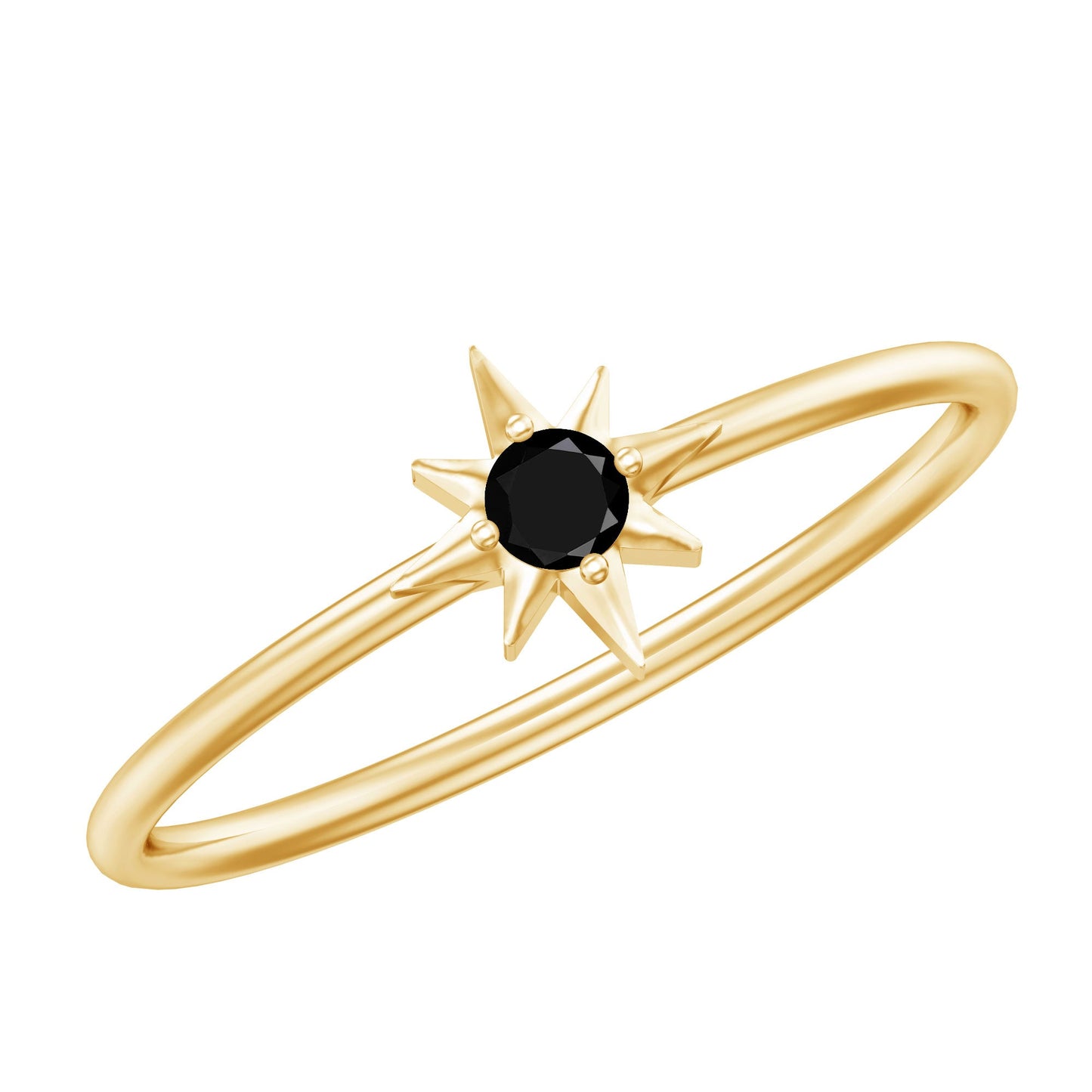 Genuine Black Spinel Sunburst Promise Ring for Women