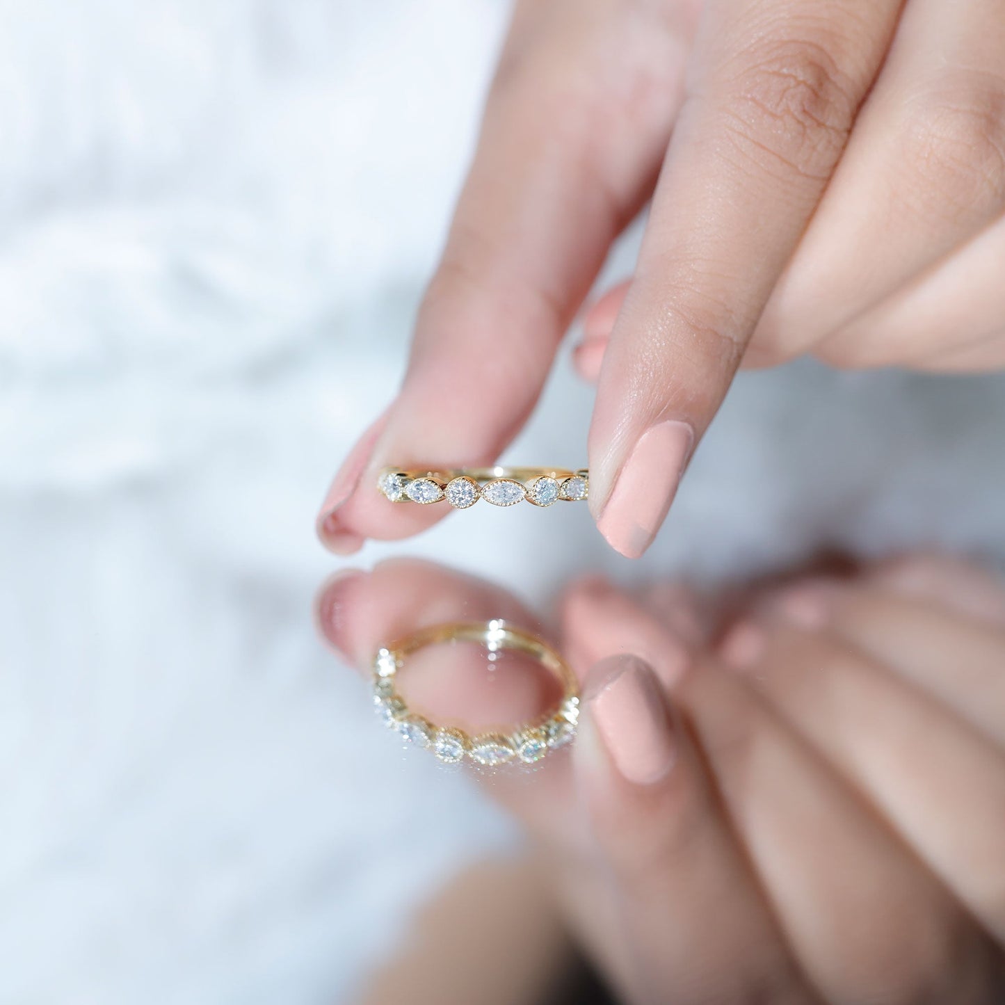 Certified Bezel Set Moissanite Eternity Band Ring