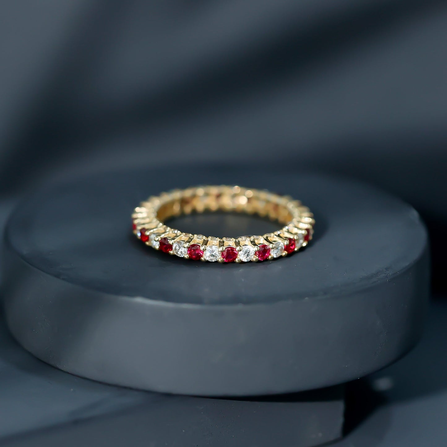 Natural Ruby Diamond Eternity Ring for Anniversary
