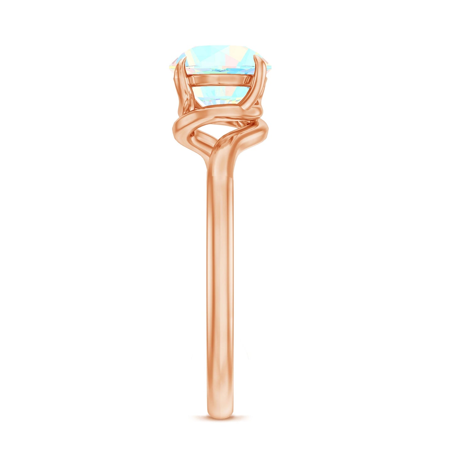 Certified Real Ethiopian Opal Solitaire Engagement Ring with Bypass Shank