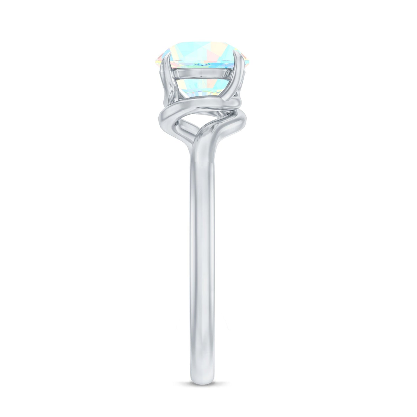 Certified Real Ethiopian Opal Solitaire Engagement Ring with Bypass Shank