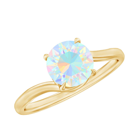 Certified Real Ethiopian Opal Solitaire Engagement Ring with Bypass Shank