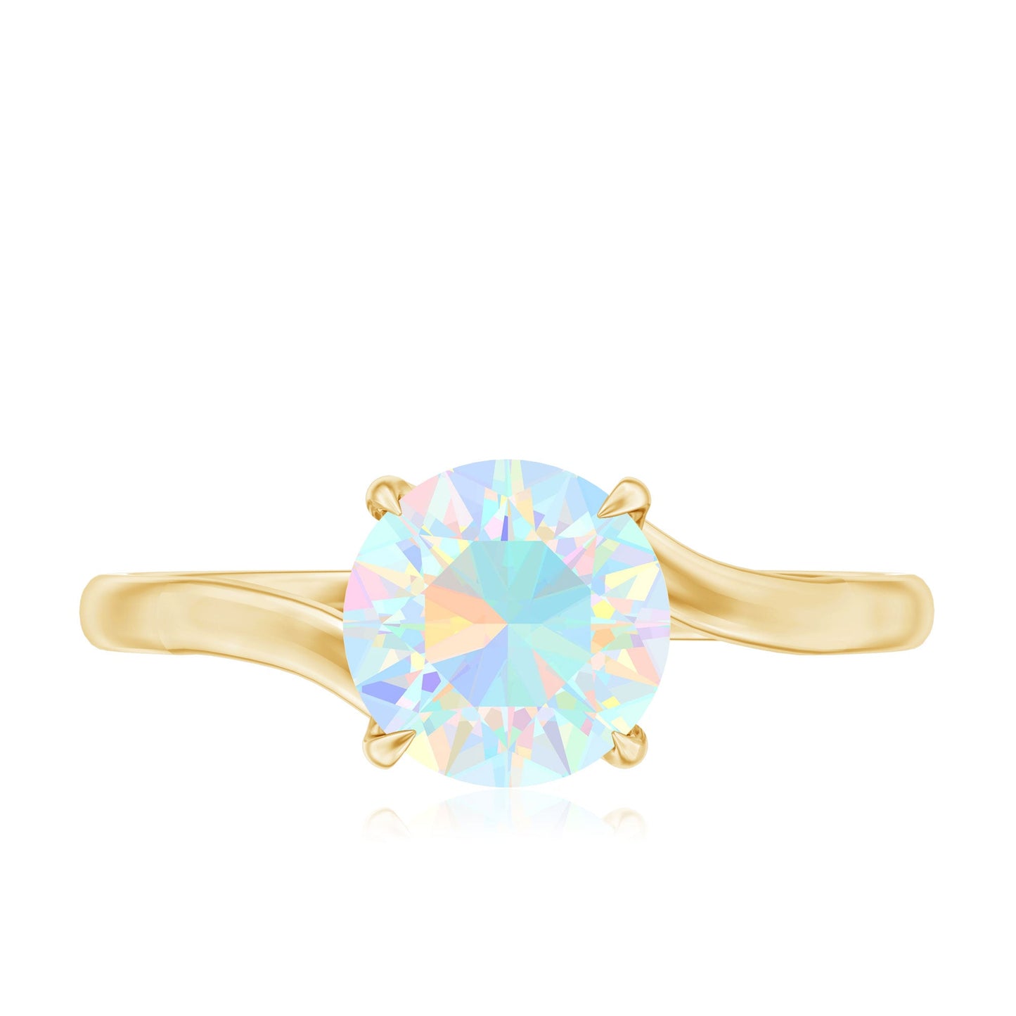 Certified Real Ethiopian Opal Solitaire Engagement Ring with Bypass Shank