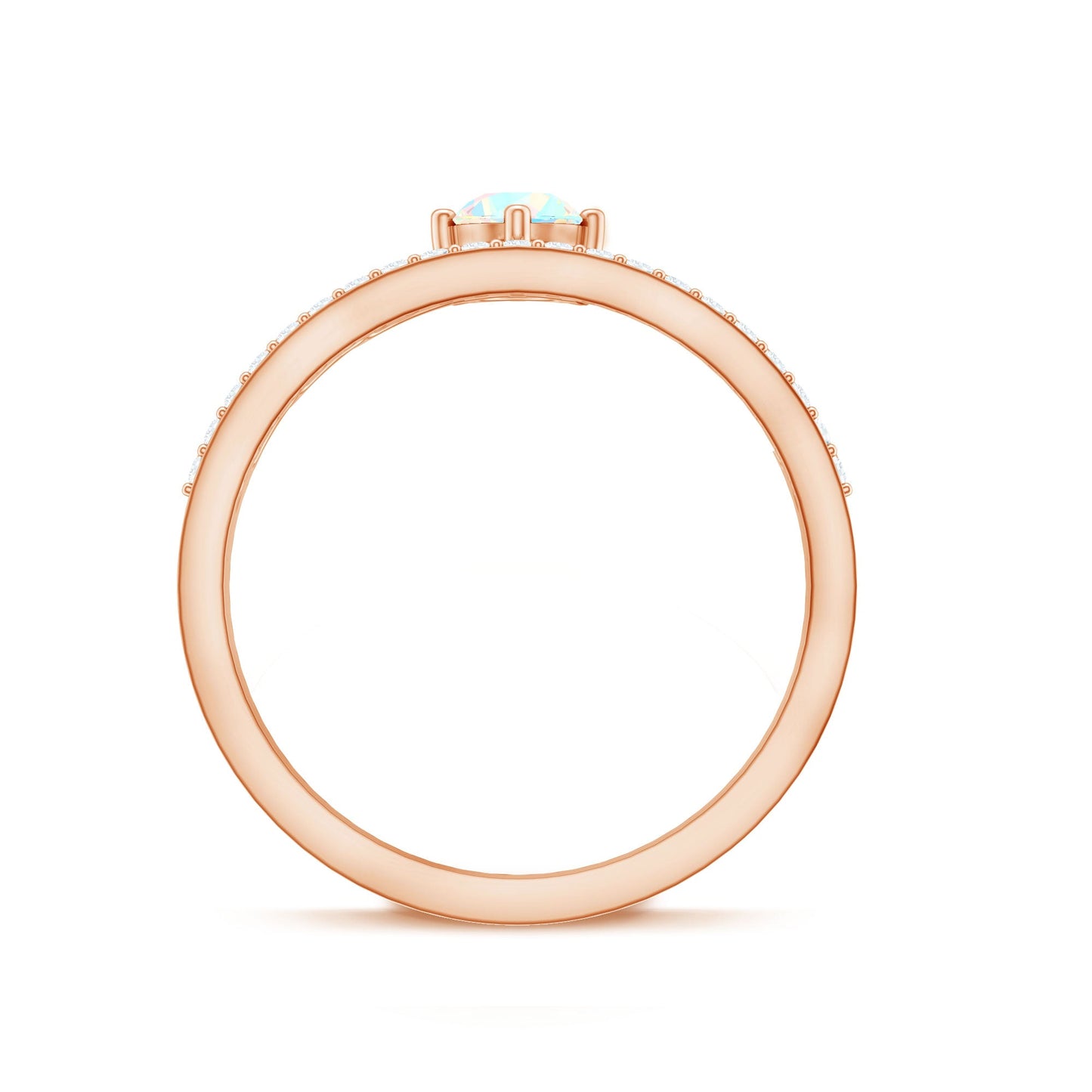 Natural Ethiopian Rainbow Opal Crown Promise Ring with Diamond