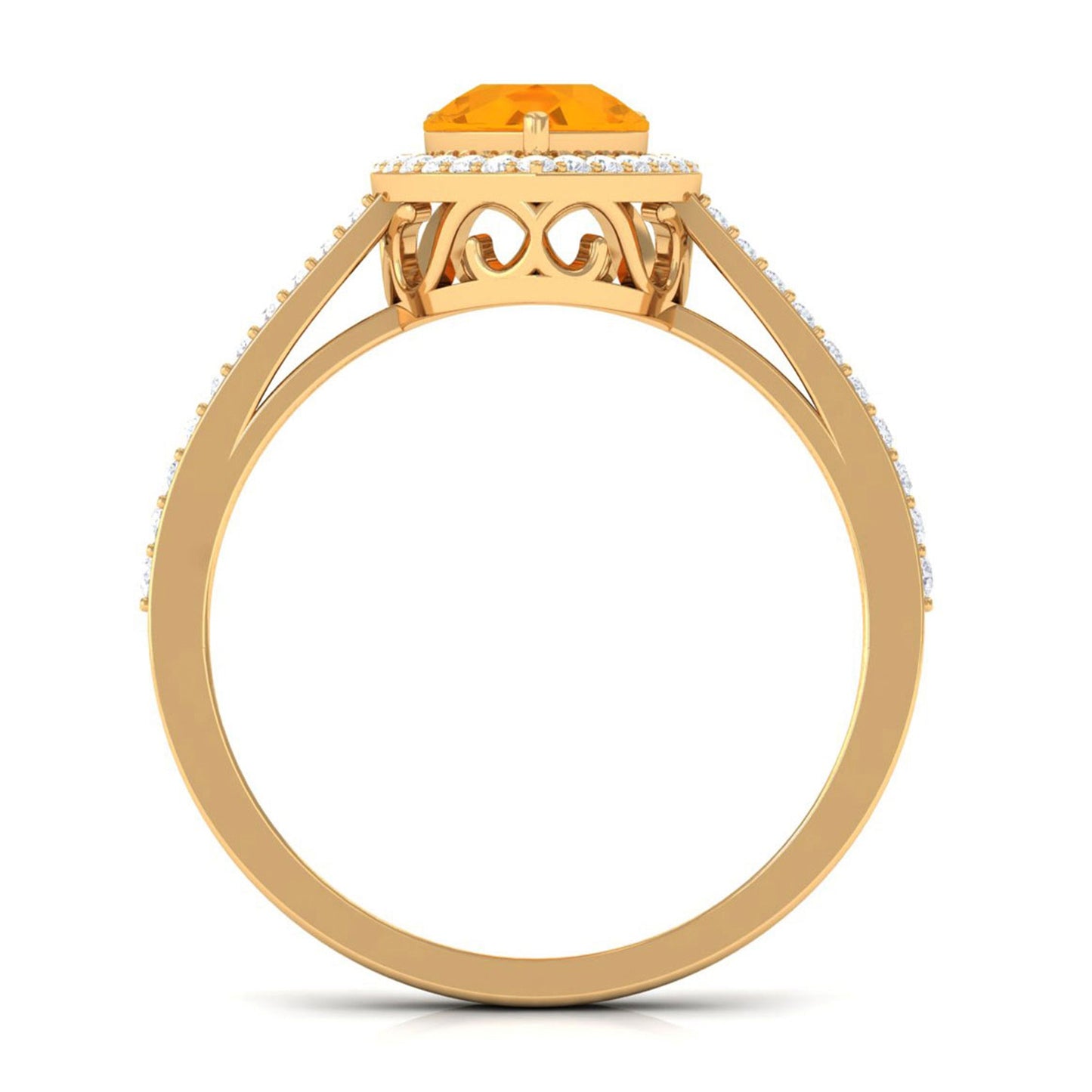 Real 0.6 Carat Fire Opal Teardrop Engagement Ring with Diamond Halo