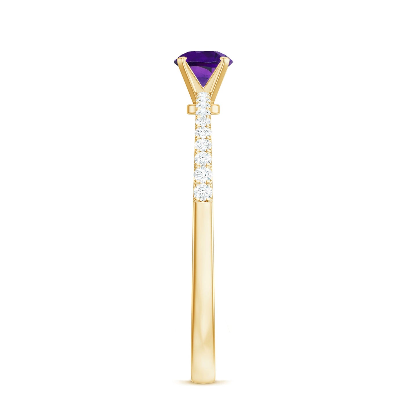 Real Amethyst Promise Ring with Diamond for Women