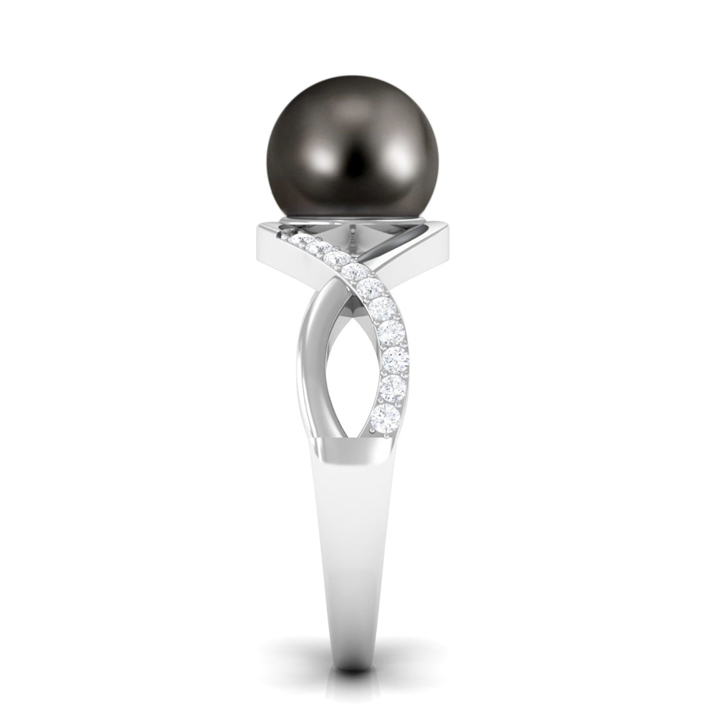 Tahitian Pearl Crossover Diamond Infinity Engagement Ring