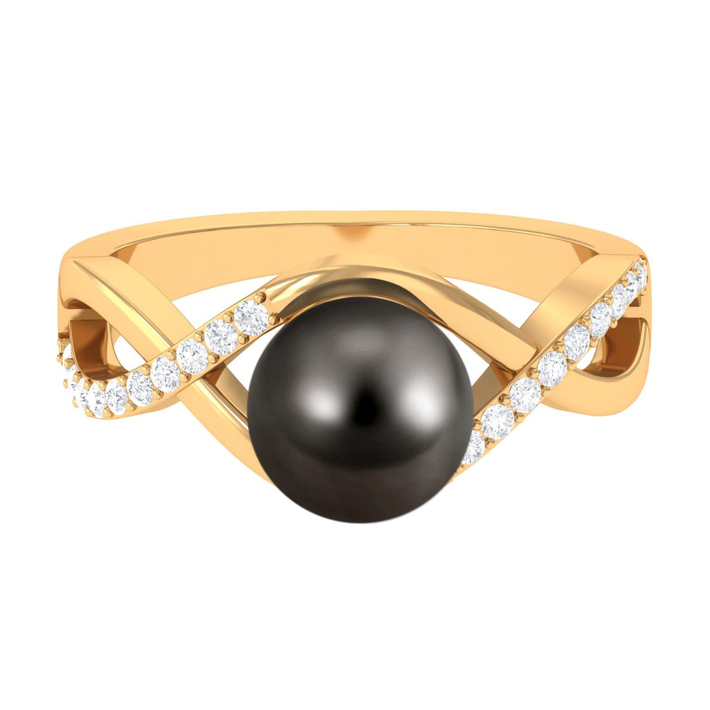 Tahitian Pearl Crossover Diamond Infinity Engagement Ring