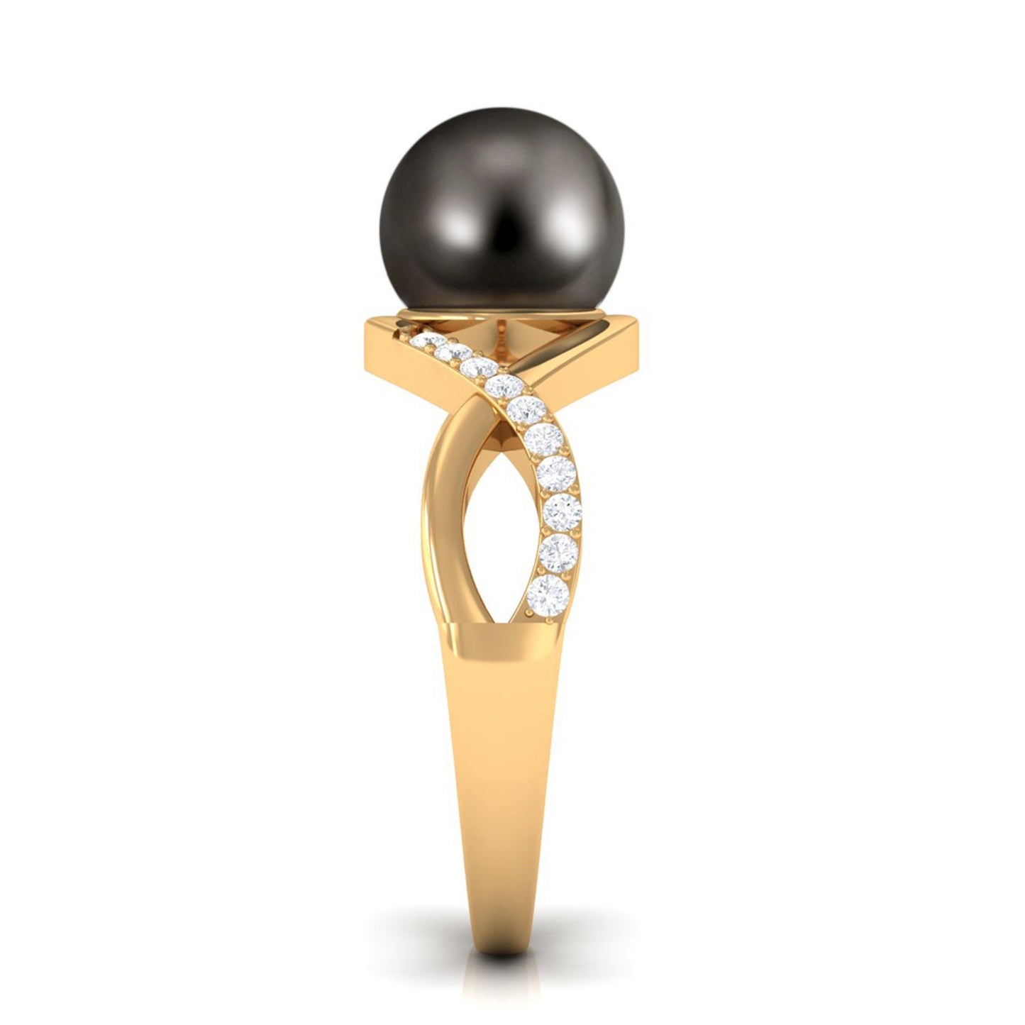 Tahitian Pearl Crossover Diamond Infinity Engagement Ring