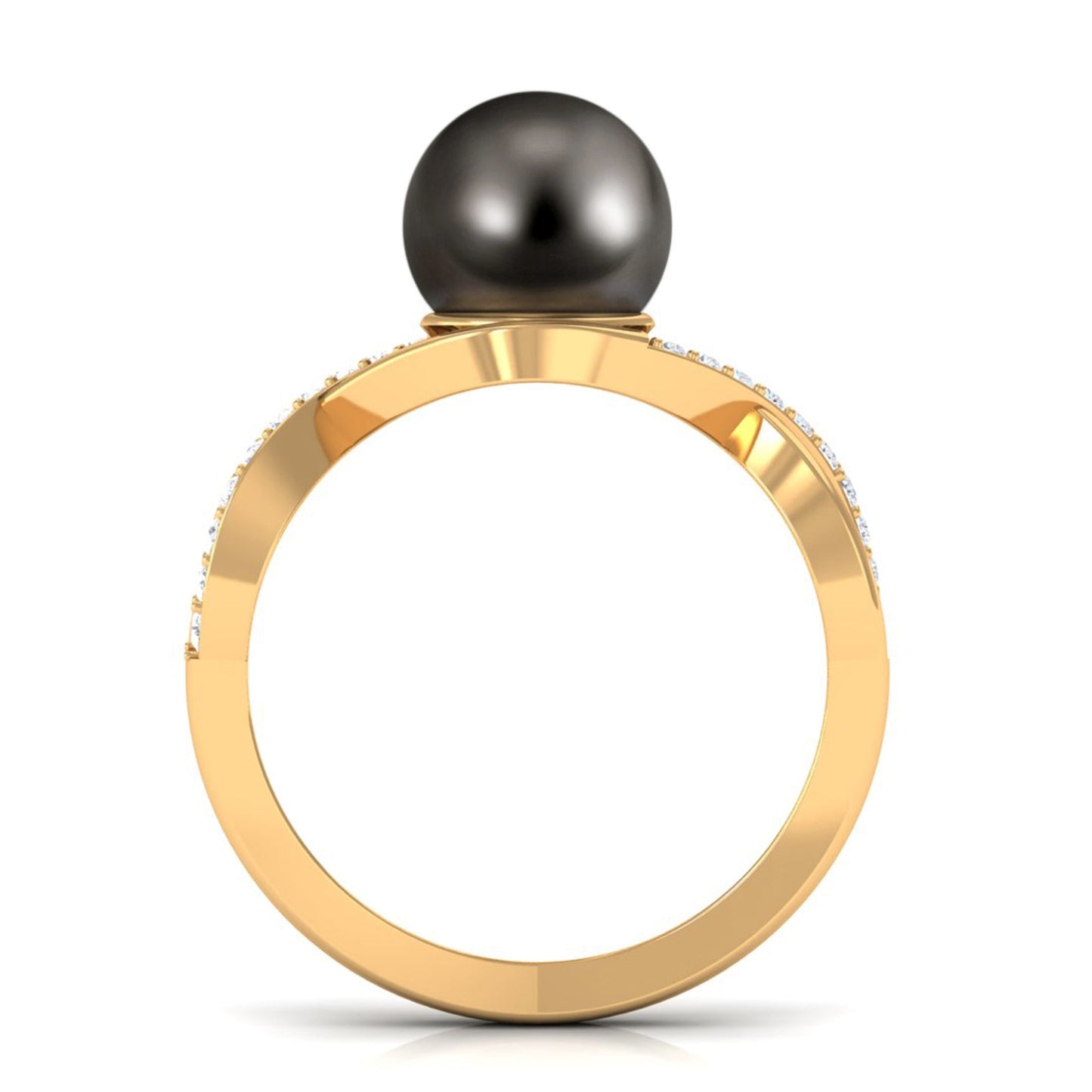 Tahitian Pearl Crossover Diamond Infinity Engagement Ring