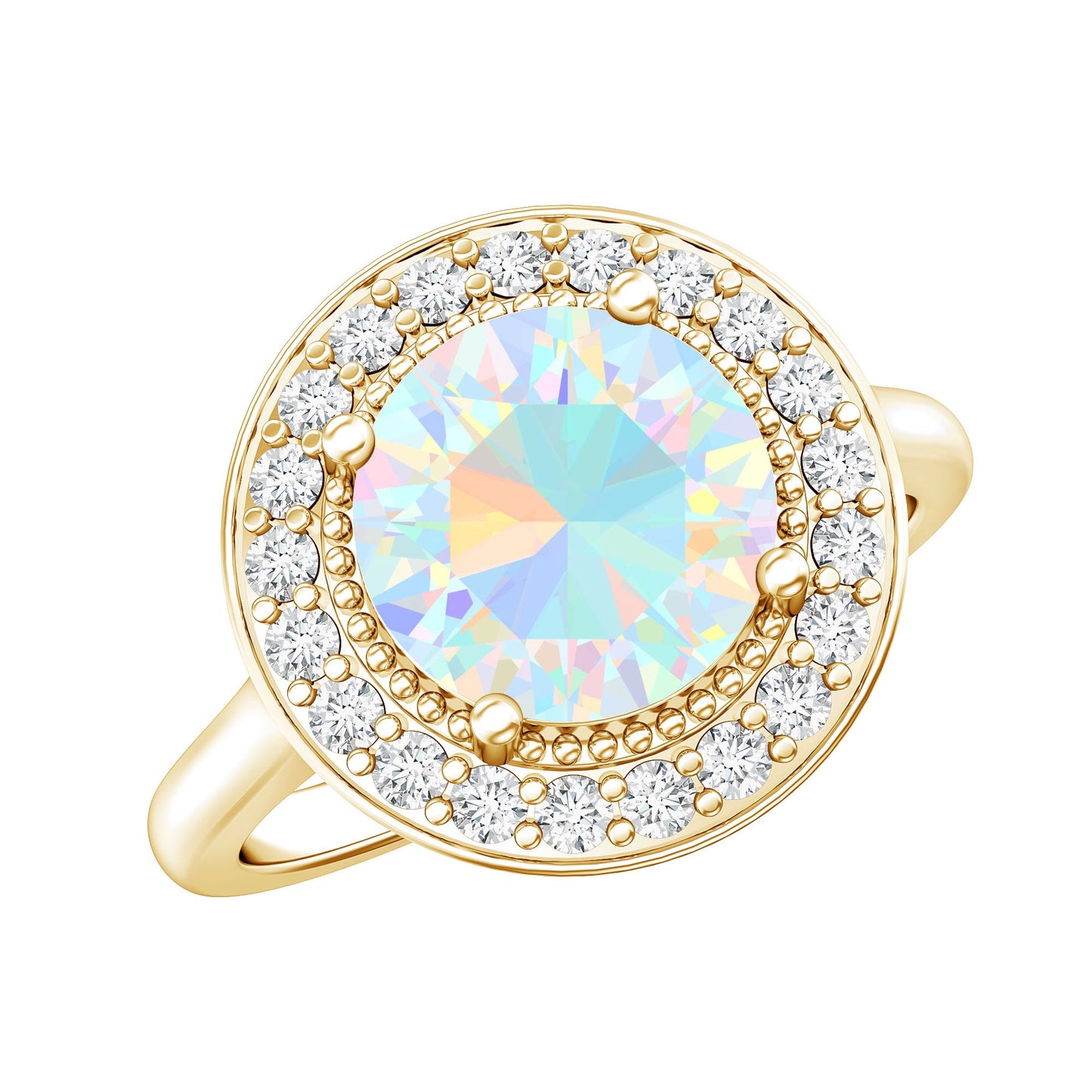 Vintage Inspired 2 Carat Opalescent Engagement Ring with Diamond Halo