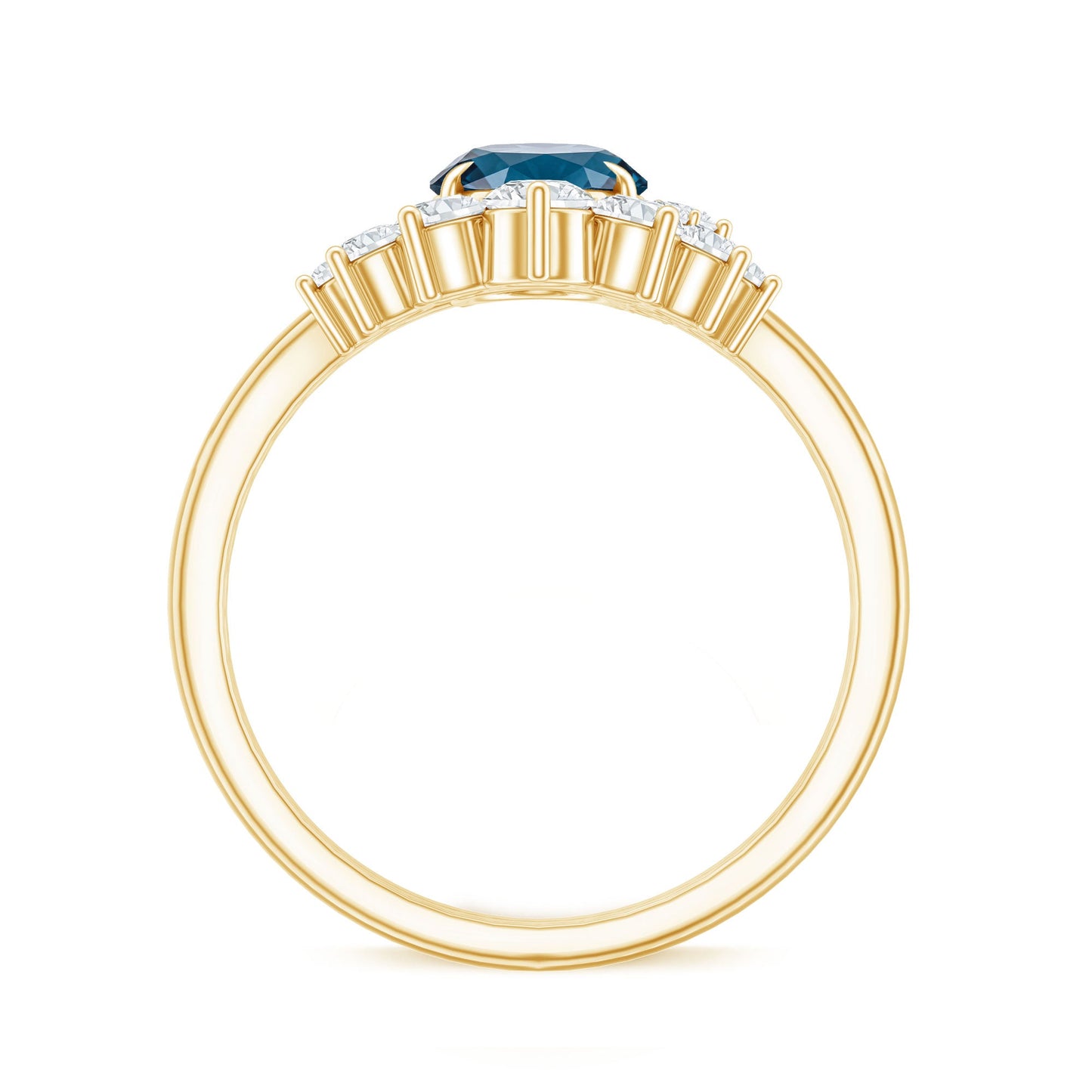Oval London Blue Topaz and Diamond Designer Ring Set
