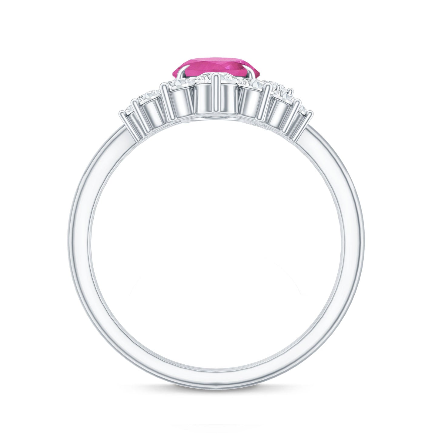 1 Carat Oval Pink Tourmaline and Diamond Wedding Ring Set