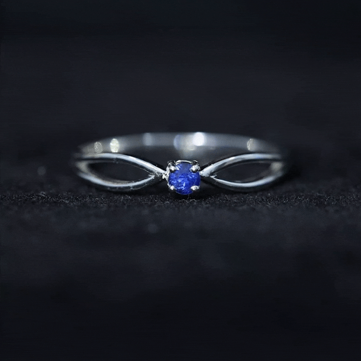 Natural Blue Sapphire Cute Promise Ring with Split Shank