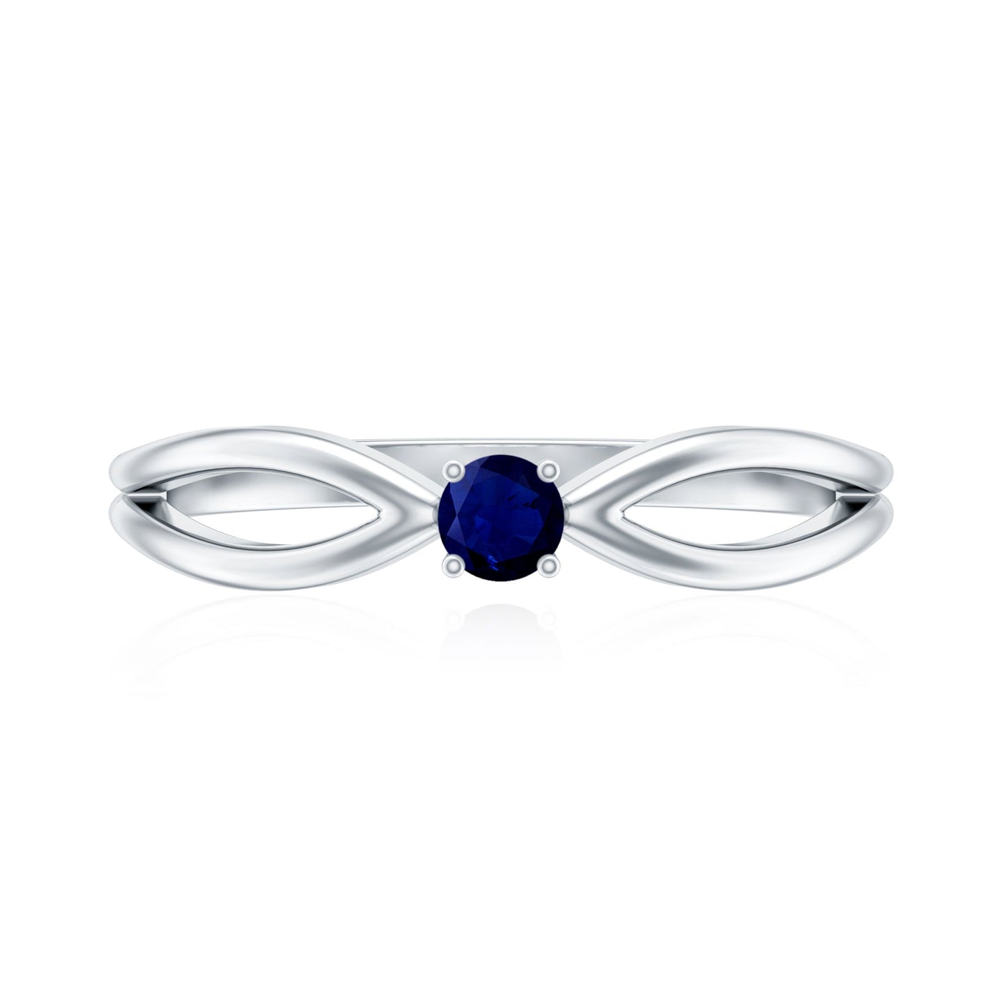 Natural Blue Sapphire Cute Promise Ring with Split Shank