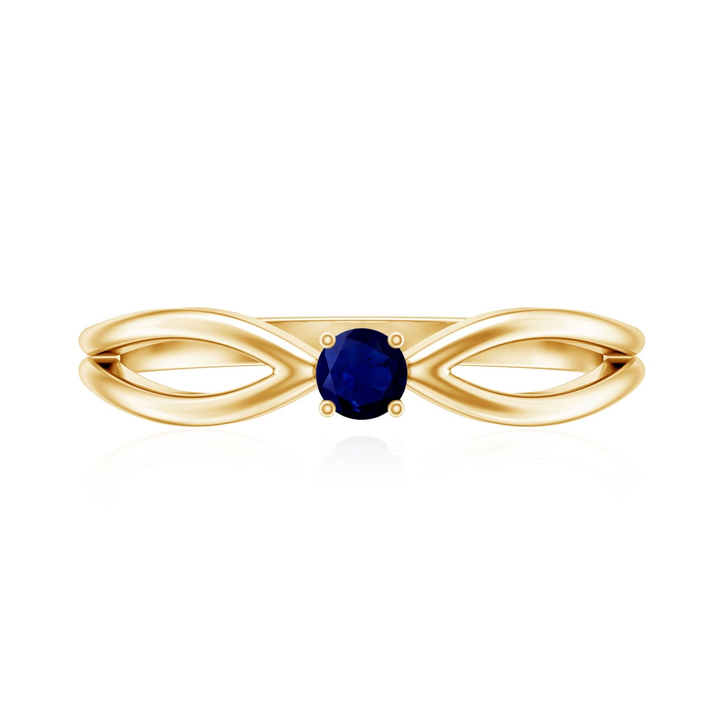 Natural Blue Sapphire Cute Promise Ring with Split Shank