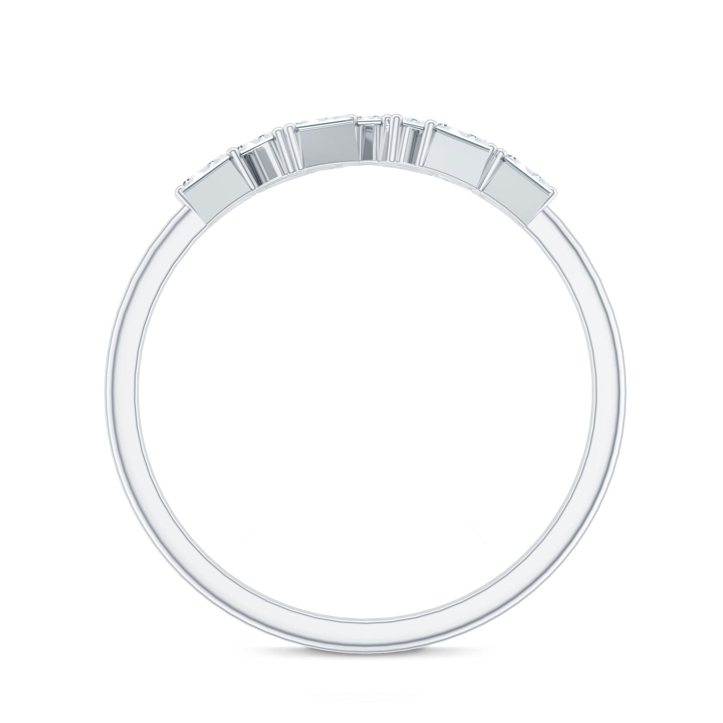 Baguette Moissanite Anniversary Ring in Prong Setting