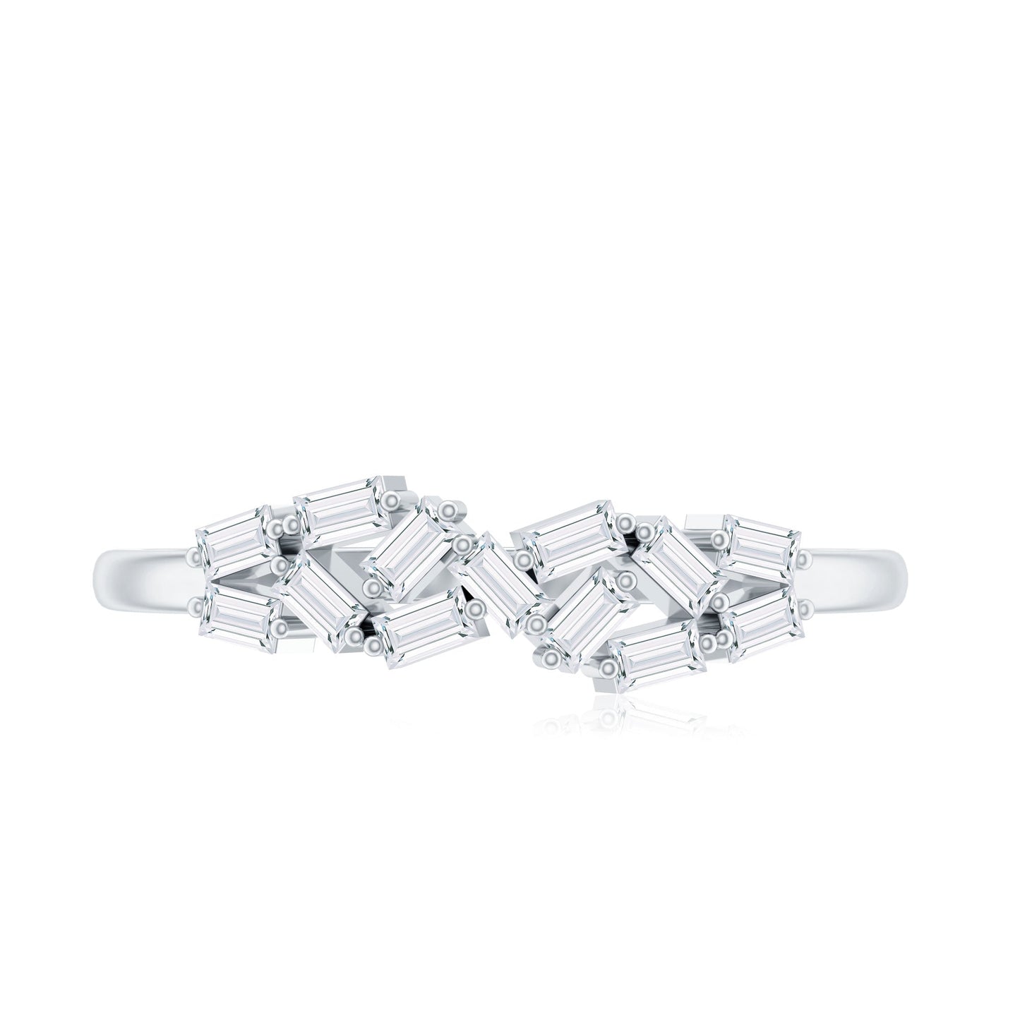 Baguette Moissanite Anniversary Ring in Prong Setting