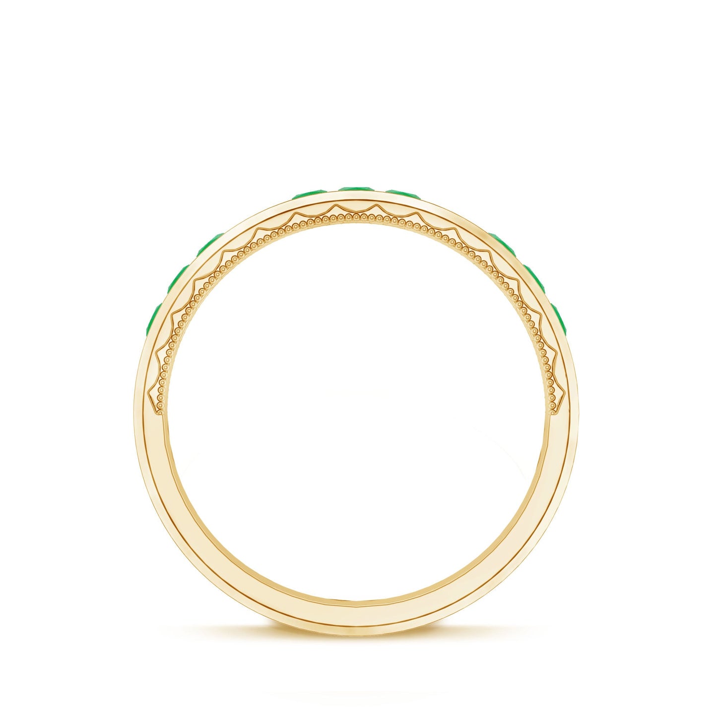 Princess Cut Emerald Mens Wedding Band in Channel Setting
