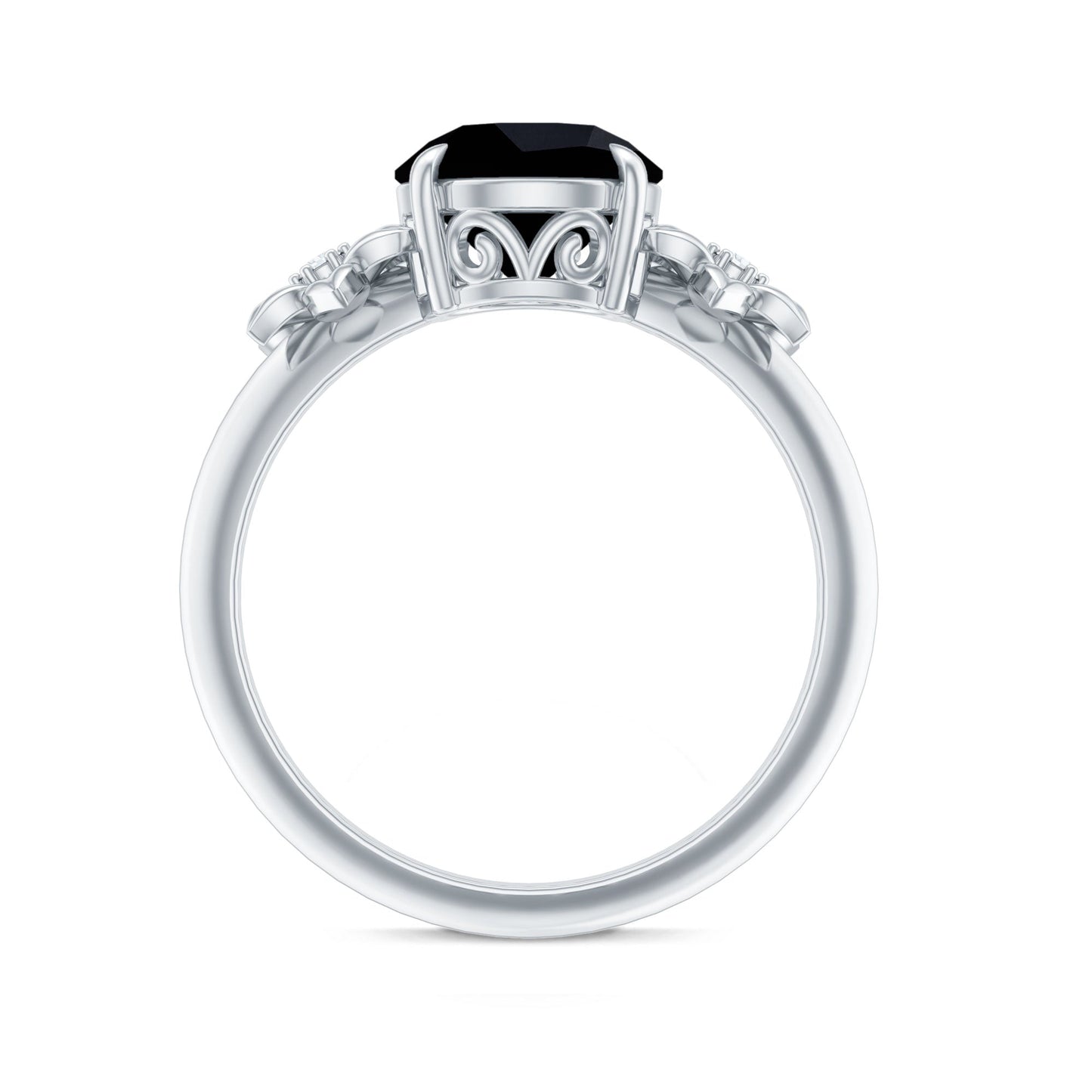 2 Carat Lab Grown Black and White Diamond Flower Engagement Ring