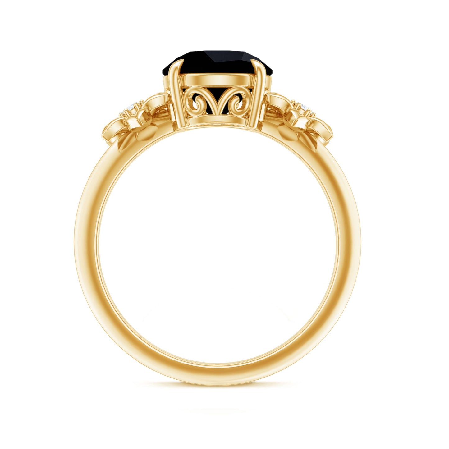 2 Carat Lab Grown Black and White Diamond Flower Engagement Ring