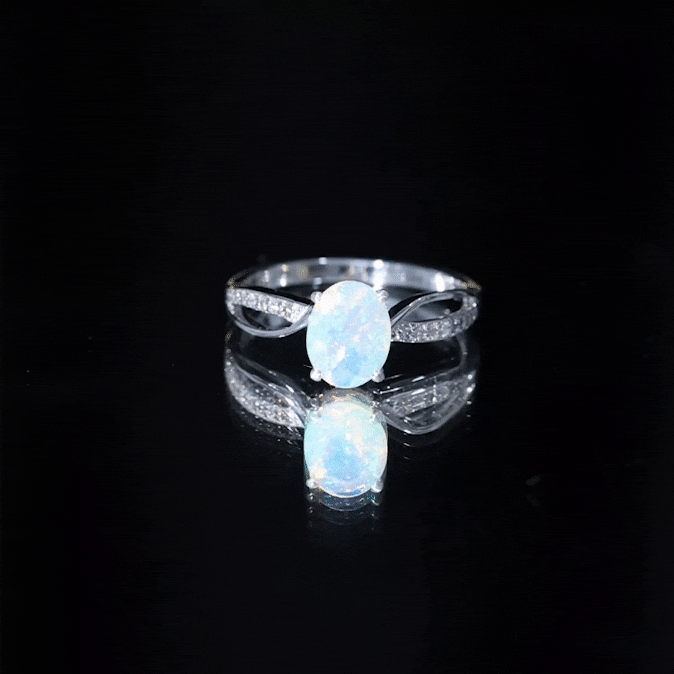 Natural 1.2 Carat Oval Opalescent Diamond Engagement Ring with Split Shank