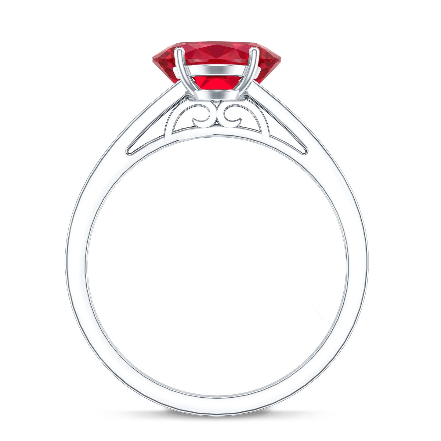 1.5 Carat Lab Grown Ruby Oval Engagement Ring with Diamond Side Stones