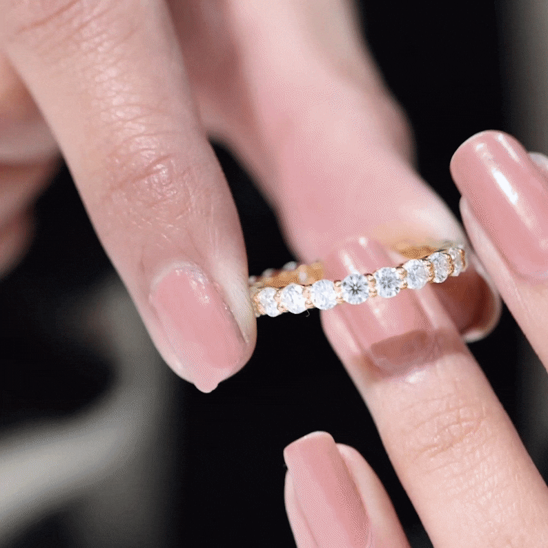 Certified Round Moissanite Eternity Wedding Band Ring
