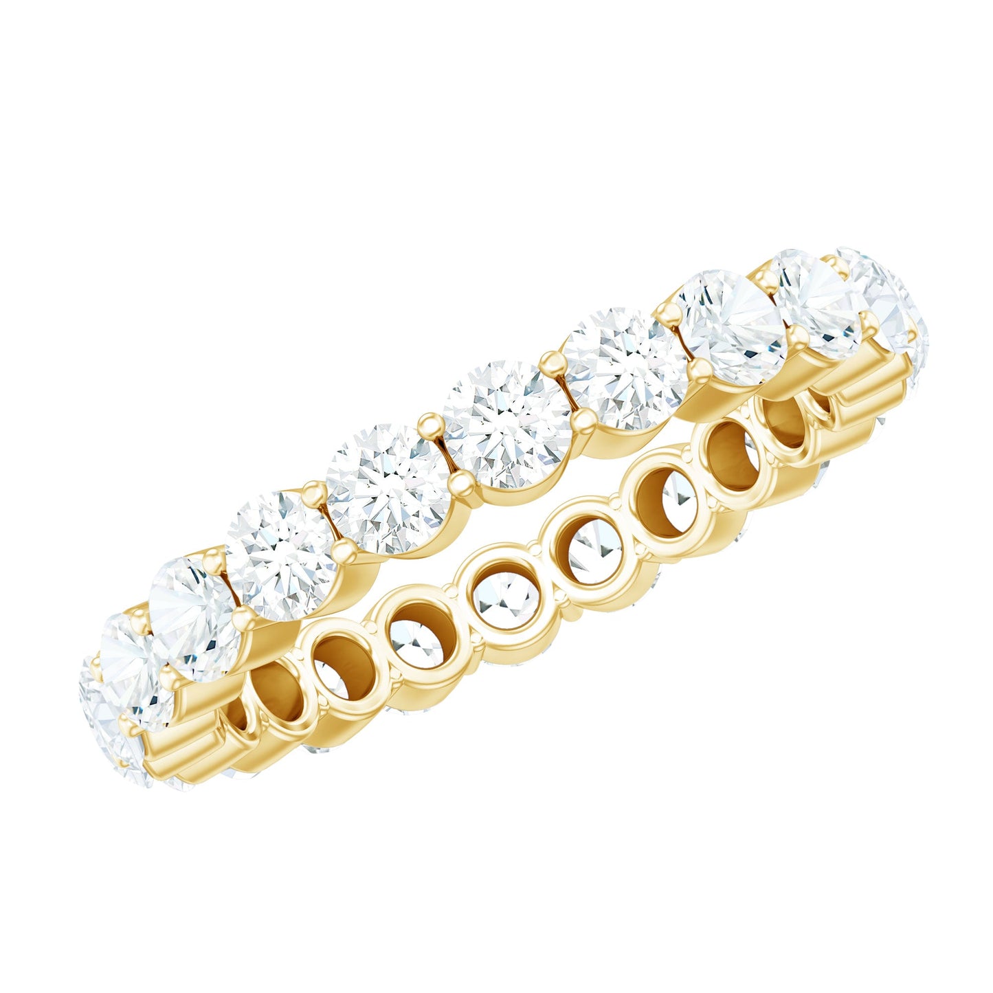 Certified Round Moissanite Eternity Wedding Band Ring