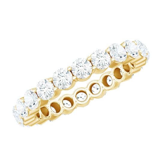 Certified Round Moissanite Eternity Wedding Band Ring