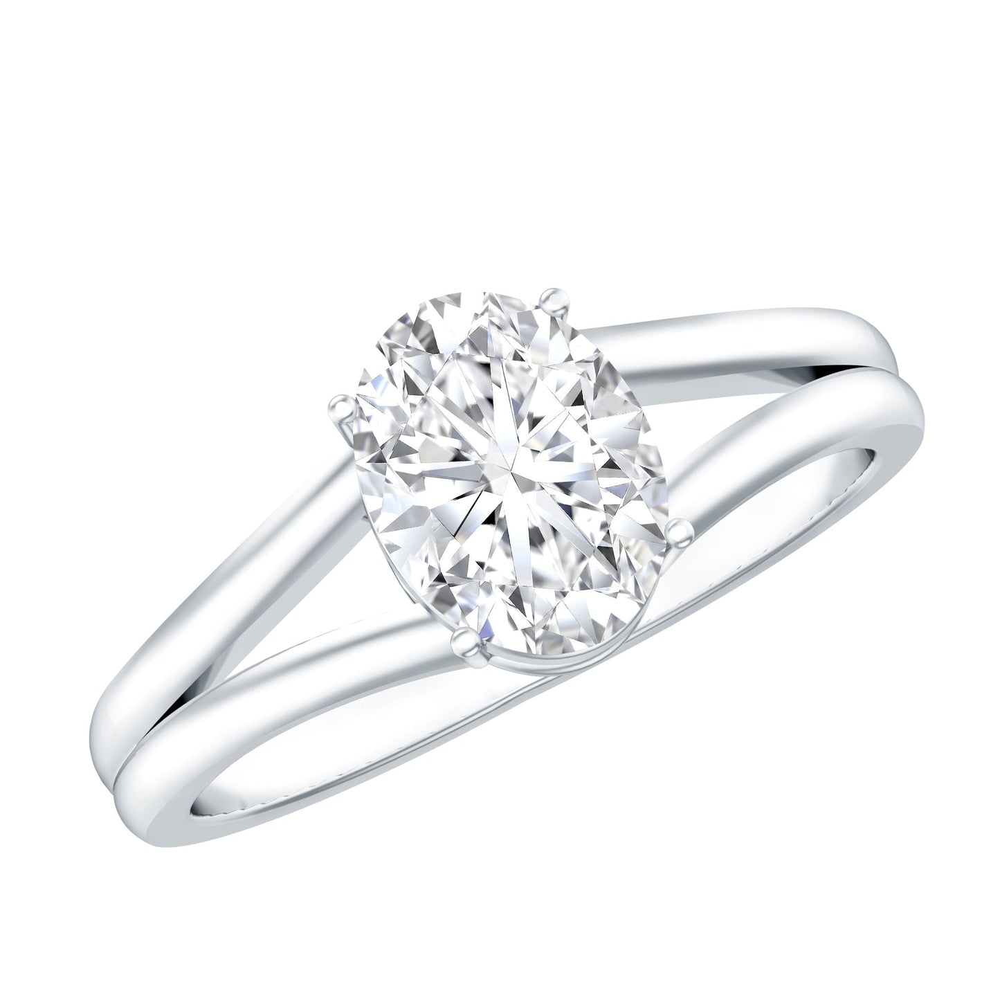 1 Carat Oval Moissanite Engagement Ring With Certificate