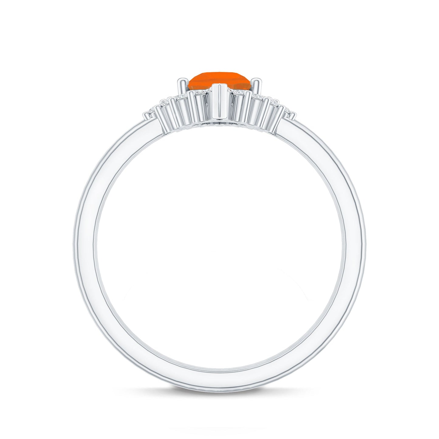Real 0.6 Carat Fire Opal Teardrop Wedding Ring Set with Diamond Halo