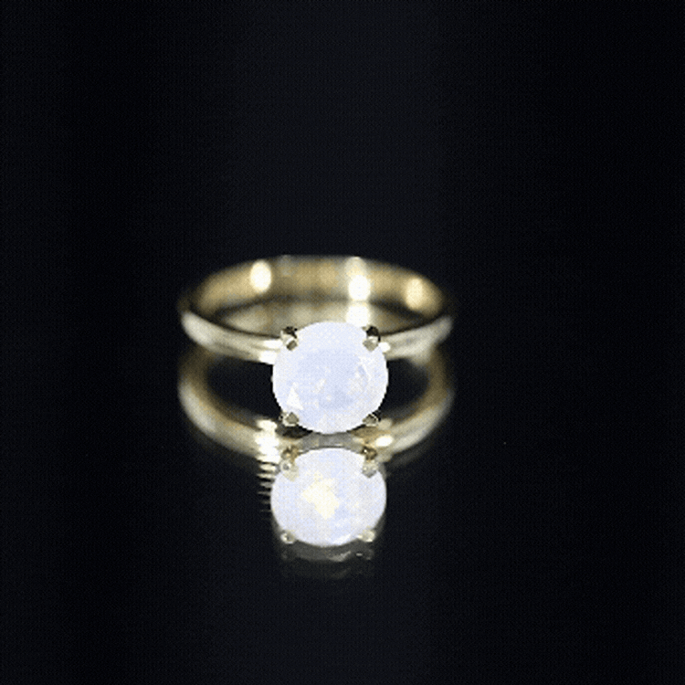 Classic 2 Carat Solitaire Ethiopian Rainbow Opal Engagement Ring