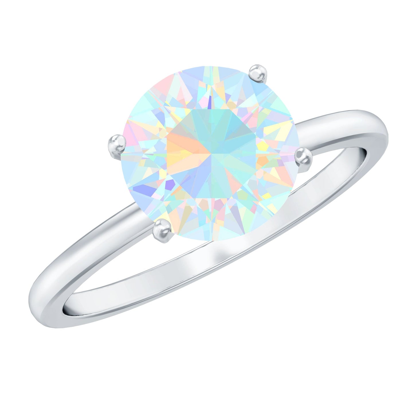 Classic 2 Carat Solitaire Ethiopian Rainbow Opal Engagement Ring