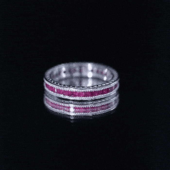 Genuine Princess Cut Ruby Eternity Wedding Ring for Women