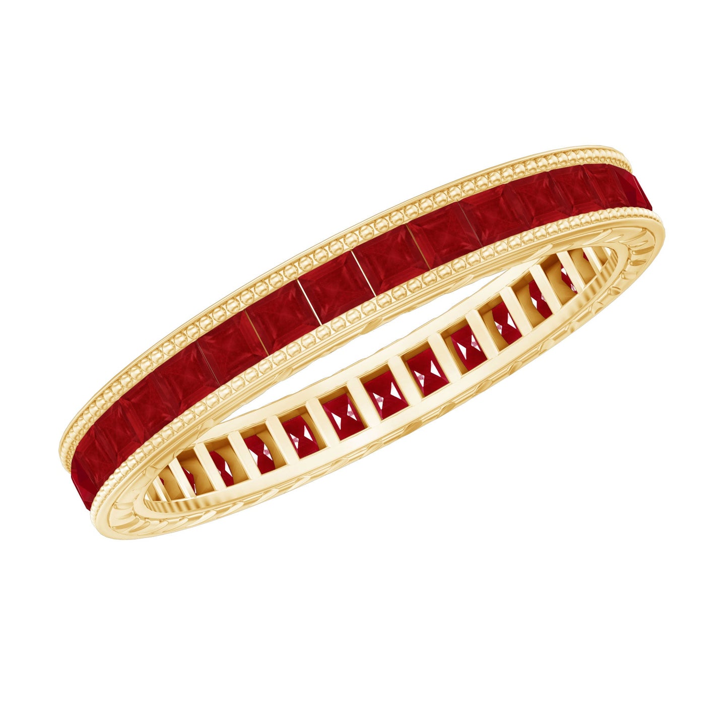 Genuine Princess Cut Ruby Eternity Wedding Ring for Women