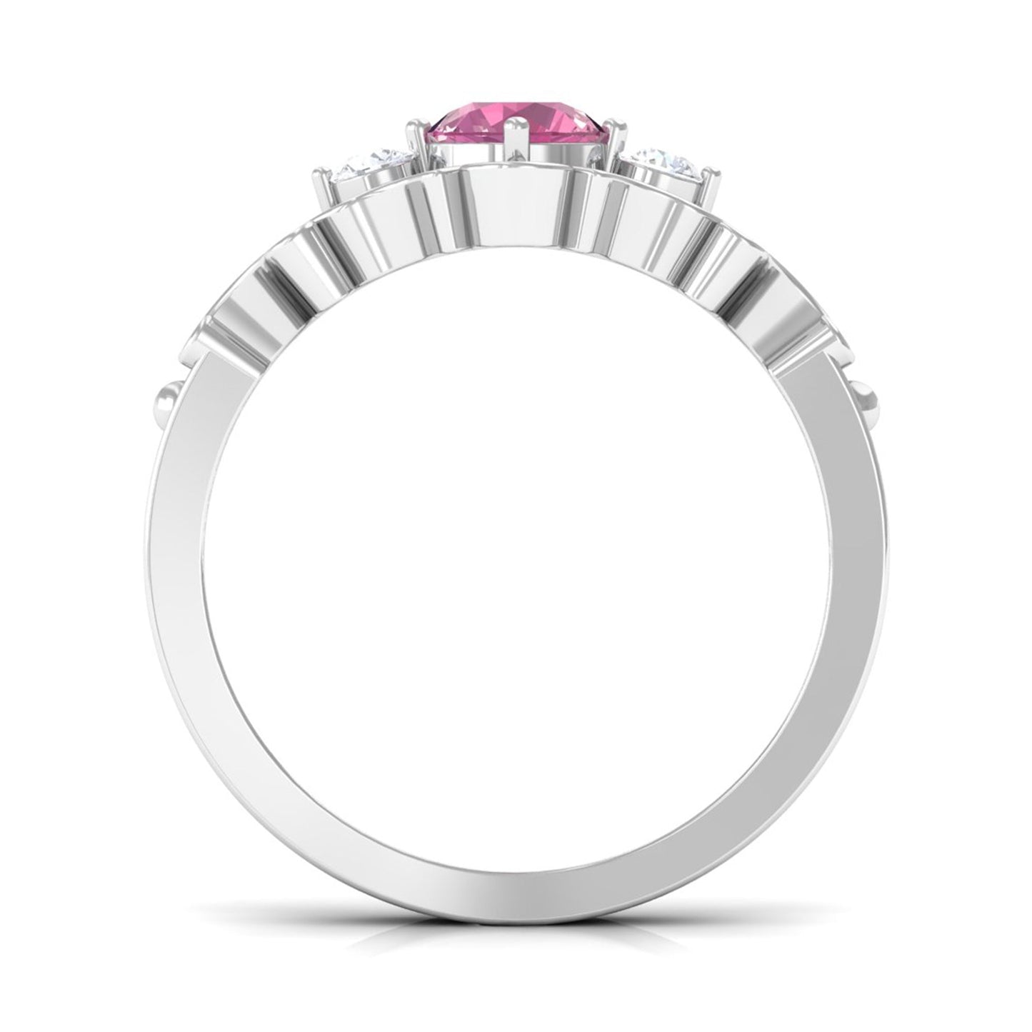 0.4 Carat Pink Tourmaline and Diamond Antique Engageement Ring