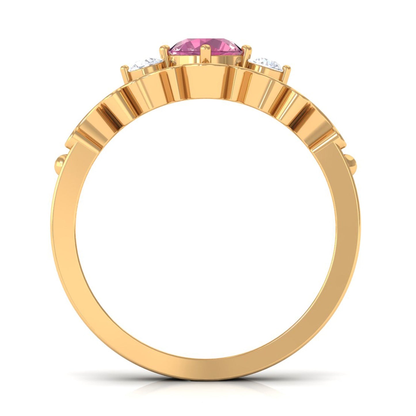 0.4 Carat Pink Tourmaline and Diamond Antique Engageement Ring