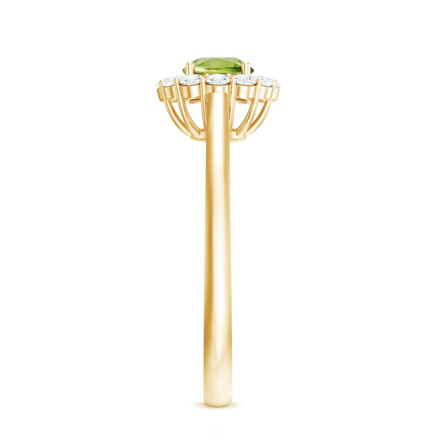 Natural Half Carat Peridot Engagement Ring with Diamond Halo