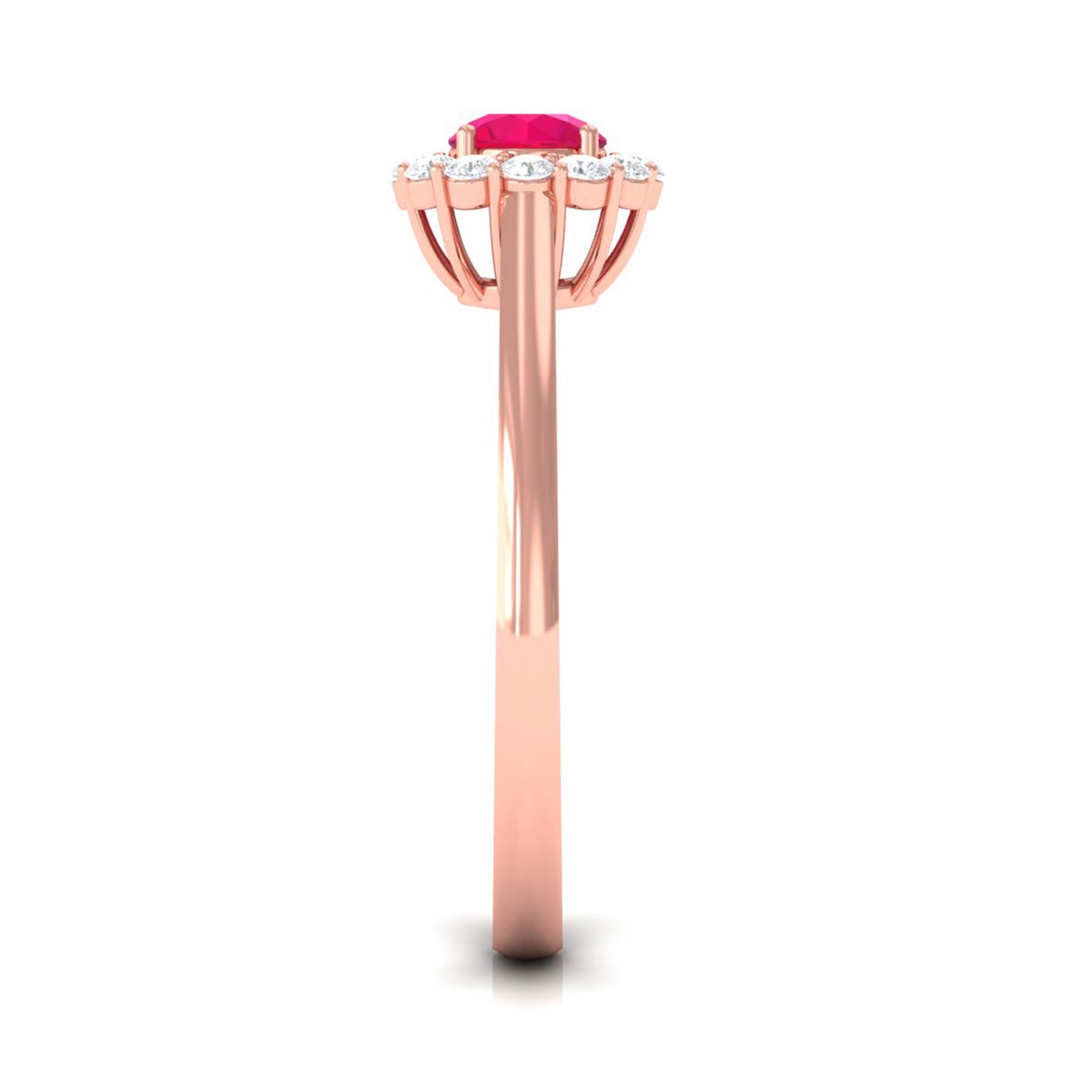 Natural 0.6 Carat Ruby Engagement Ring with Diamond Halo