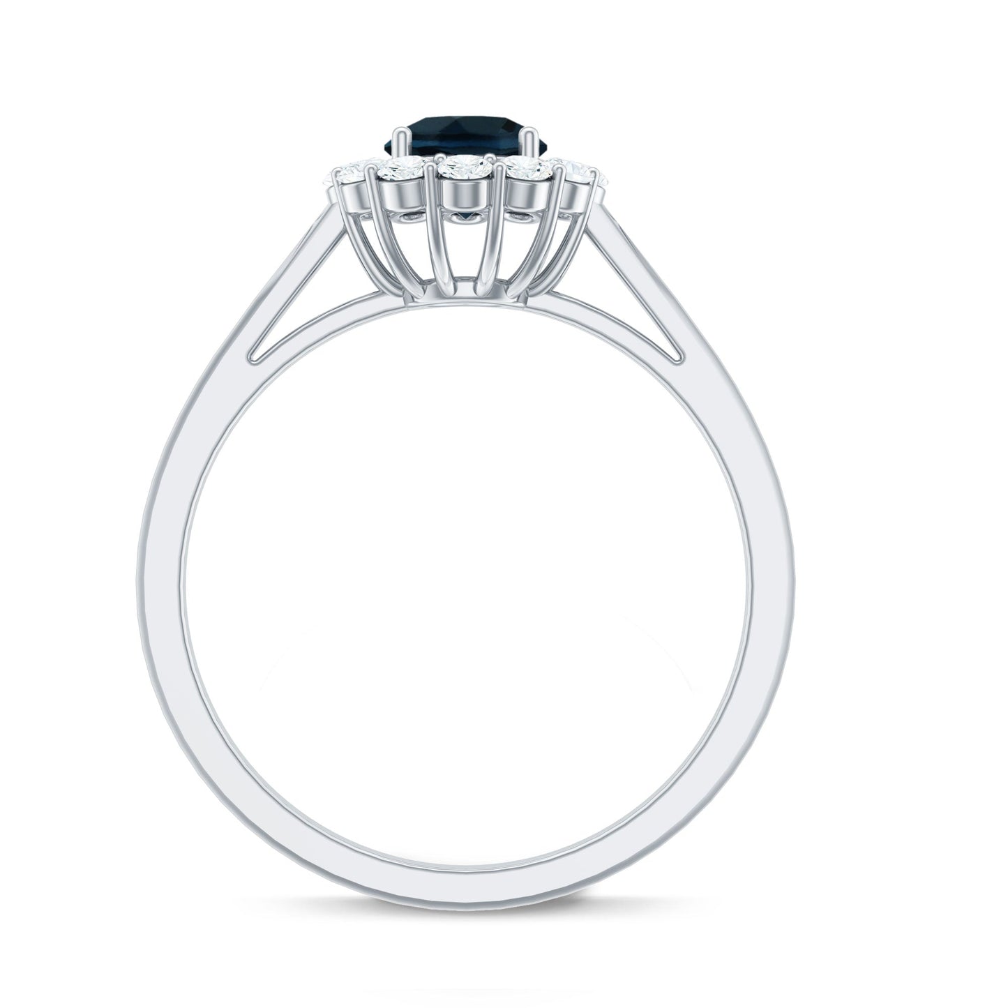 Certified London Blue Topaz and Diamond Halo Engagement Ring