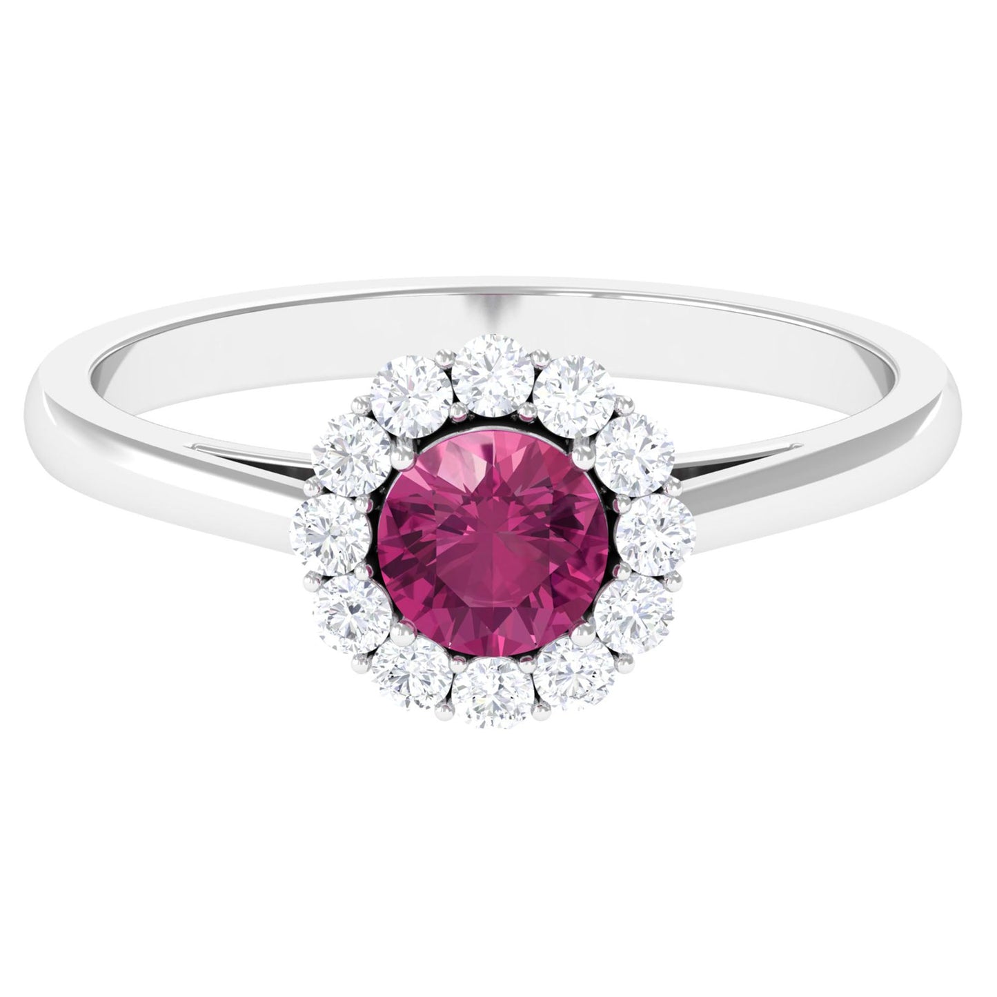 0.45 Carat Pink Tourmaline and Diamond Halo Engagement Ring