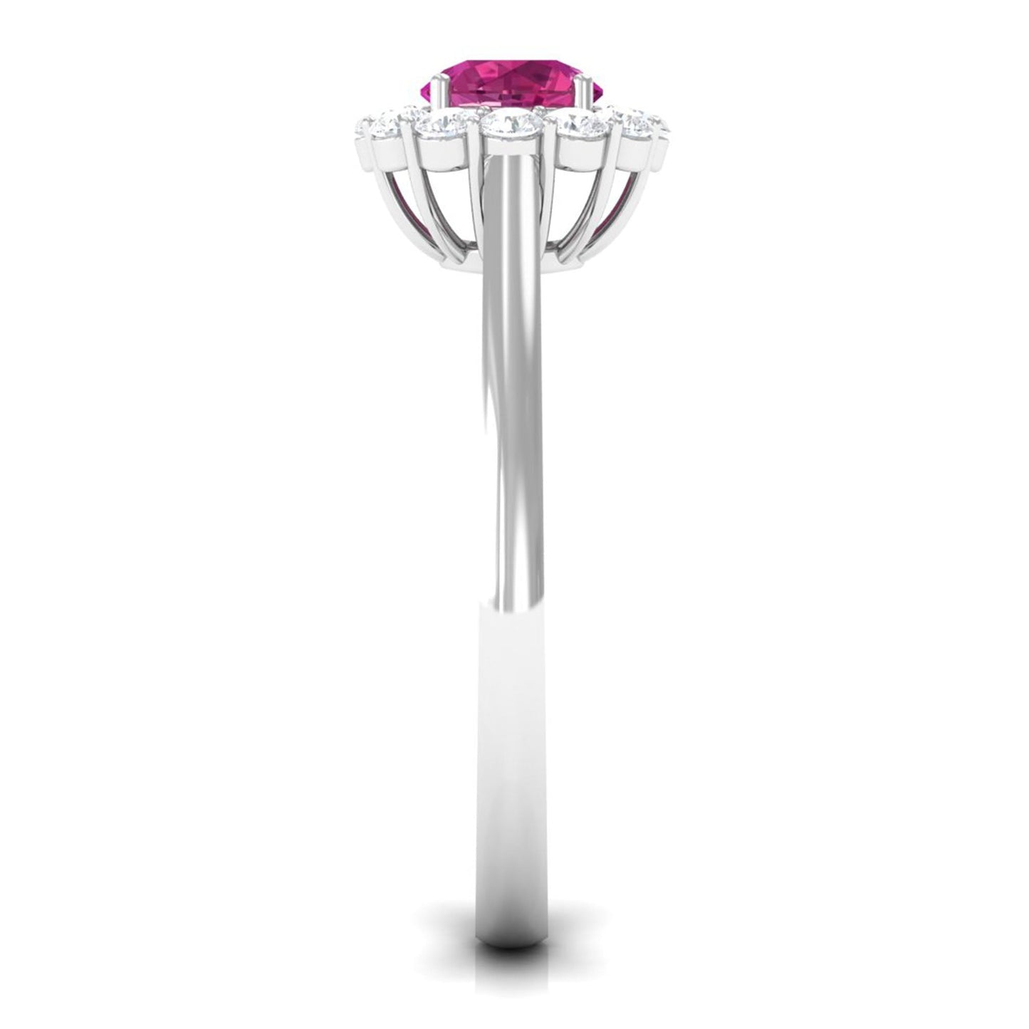0.45 Carat Pink Tourmaline and Diamond Halo Engagement Ring