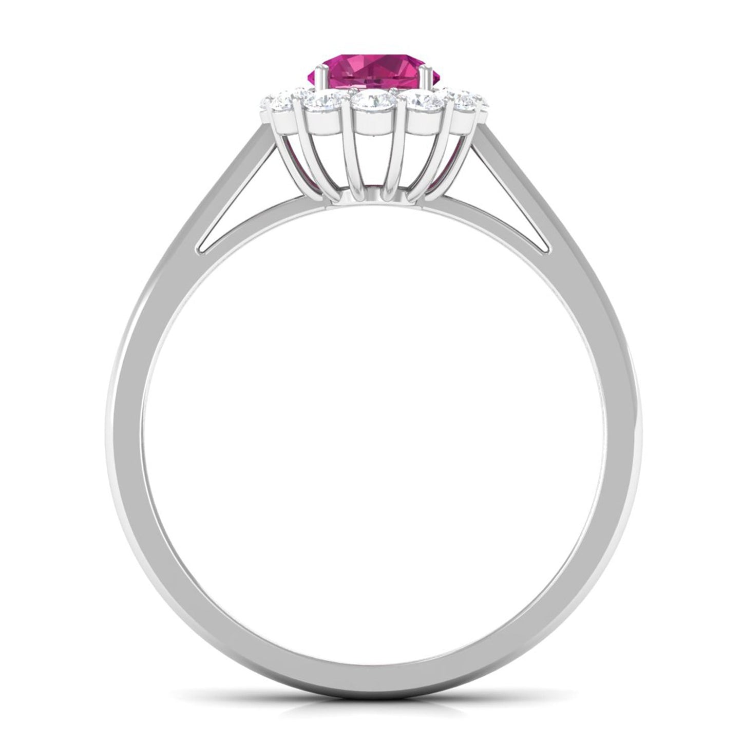 0.45 Carat Pink Tourmaline and Diamond Halo Engagement Ring