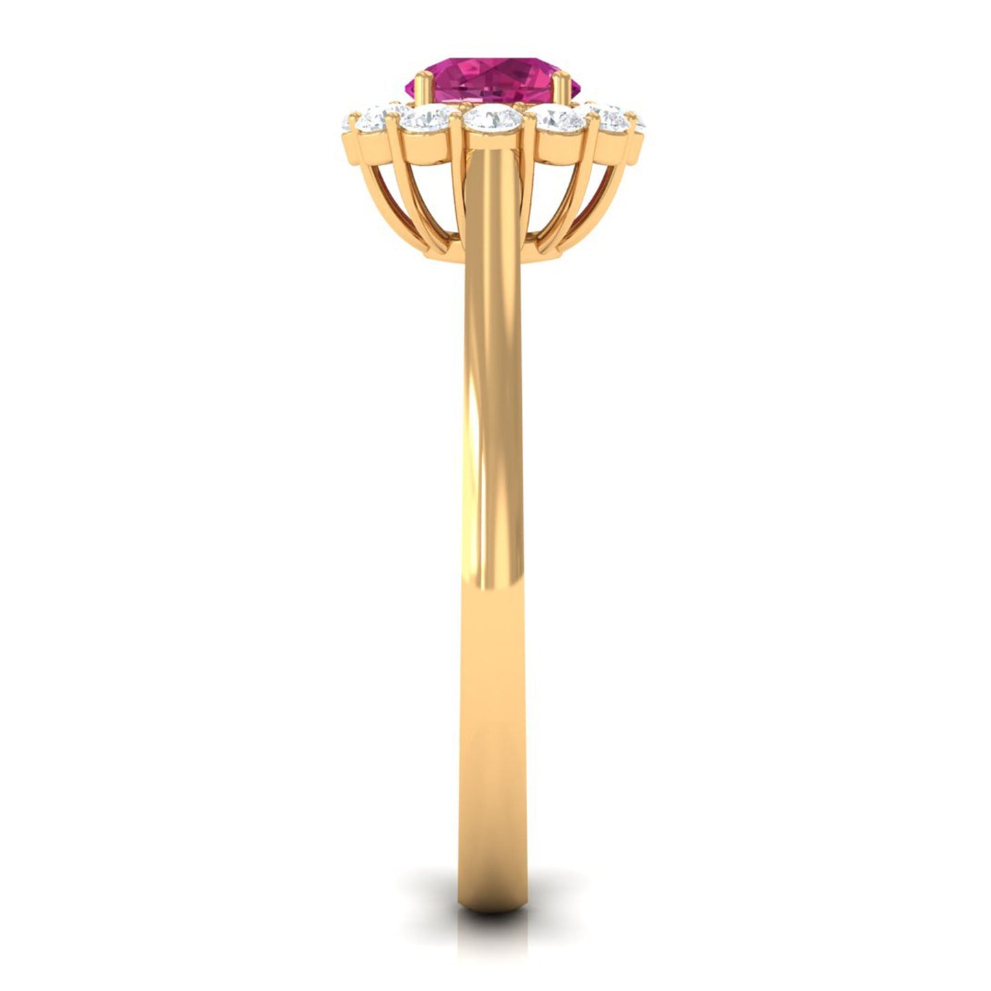 0.45 Carat Pink Tourmaline and Diamond Halo Engagement Ring