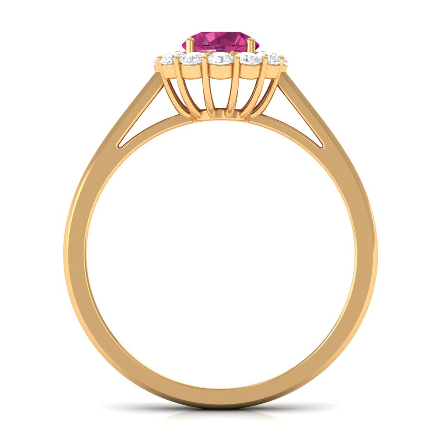 0.45 Carat Pink Tourmaline and Diamond Halo Engagement Ring