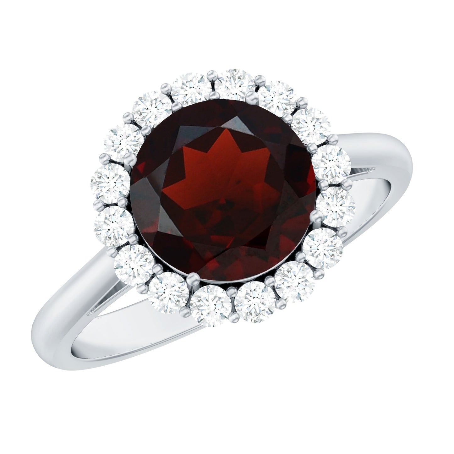 Certified 2.3 Carat Real Garnet Engagement Ring with Diamond Halo